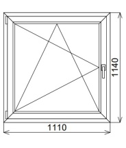 Алюминиевое одностворчатое окно 1110х1140 мм
