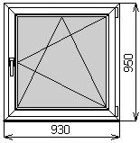 Одностворчатое окно 930х950 мм