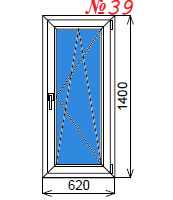 Пластиковое окно одностворчатое 620х1400 мм