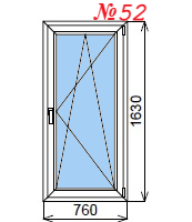 Пластиковое окно одностворчатое 760х1630 мм