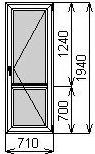 Балконная пластиковая дверь 710х1940 мм
