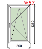 Пластиковое окно одностворчатое 800х1360 мм