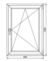 Пластиковое окно одностворчатое 850х1220 мм