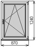 Пластиковое окно одностворчатое 870х1240 мм