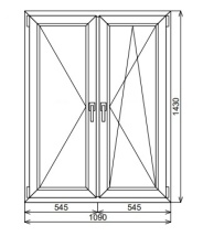 Пластиковое окно двустворчатое 1090х1430 мм