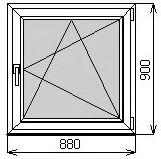 Пластиковое окно одностворчатое 880х900 мм