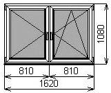 Двустворчатое окно 1620х1080 мм