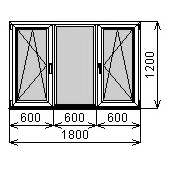 Пластиковое ламинированное окно 1800х1200 мм