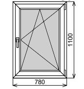 Пластиковое окно одностворчатое 780х1100 мм