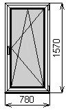 Одностворчатое окно 780х1570 мм