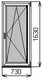 Одностворчатое окно 730х1630 мм