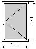 Одностворчатое окно 1100х1680мм