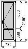Балконная пластиковая дверь 780 х 2190 мм