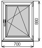 Одностворчатое окно 700х880 мм