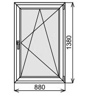 Пластиковое окно одностворчатое 880х1380 мм