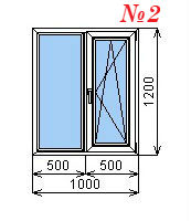 Пластиковое окно двустворчатое 1000х1200 мм
