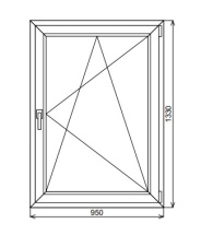 Одностворчатое окно 950х1330 мм