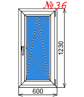 Пластиковое окно одностворчатое 600х1230 мм