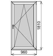 Пластиковое окно одностворчатое 960х1810 мм