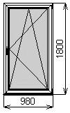 Одностворчатое окно 980х1800 мм