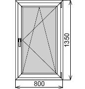 Пластиковое окно одностворчатое 800х1350 мм