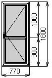 Балконная пластиковая дверь 770х1800 мм