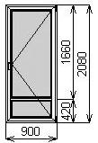 Балконная пластиковая дверь 900х2080 мм