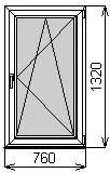 Пластиковое окно одностворчатое 760х1320 мм