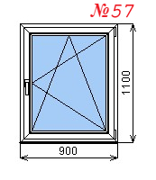 Одностворчатое окно 900х1100 мм