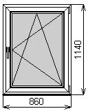 Одностворчатое окно 860х1140 мм
