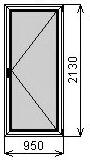 Балконная пластиковая дверь 950х2130 мм