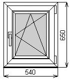 Одностворчатое окно 540х650 мм