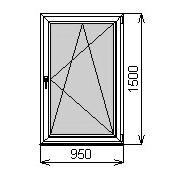 Одностворчатое окно 950х1500 мм