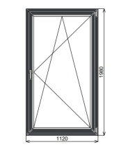Одностворчатое алюминиевое окно 1120х1980 мм