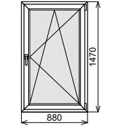 Пластиковое окно одностворчатое 880х1470 мм