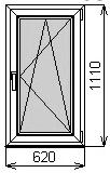 Пластиковое окно одностворчатое 620х1110 мм