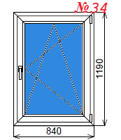 Пластиковое окно одностворчатое 840х1190 мм