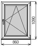 Одностворчатое окно 860х1090 мм