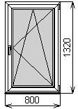 Одностворчатое окно 800х1320 мм