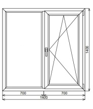 Пластиковое окно двустворчатое 1400х1400 мм Proplex