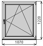 Пластиковое окно одностворчатое 1070х1220 мм