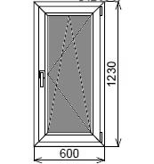 Пластиковое окно одностворчатое 600х1230 мм