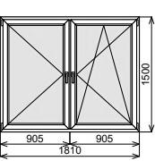 Пластиковое окно двустворчатое 1810х1500 мм