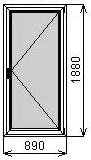 Балконная пластиковая дверь 890х1880 мм