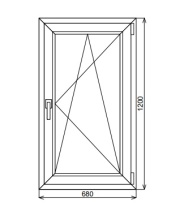 Одностворчатое окно 680х1200 мм