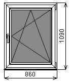 Пластиковое окно одностворчатое 860х1090 мм