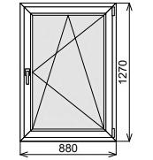 Пластиковое окно одностворчатое 880х1270 мм