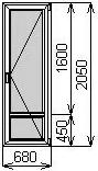 Балконная пластиковая дверь 680х2050 мм