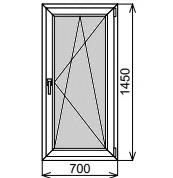 Пластиковое окно одностворчатое 700х1450 мм