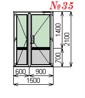 Входная штульповая пластиковая дверь 1500х2100 мм